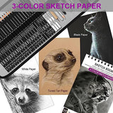 HIFORNY 60 Pcs Drawing Kit Sketching Pencil Set,Sketch Pencils Art Supplies with 3-Color Sketchbook,Graphite,Charcoal,Drawing Pencils for Adults HIFORNY