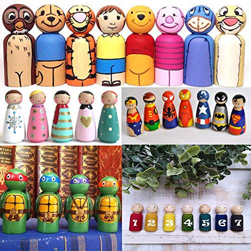 Wooden Peg Dolls Unfinished Set of 8 pcs - Wooden Dolls Peg People