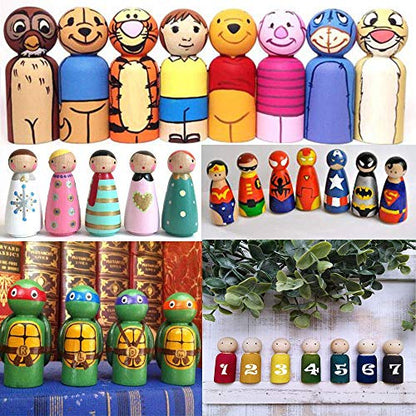 20PCS Decorative Wooden Peg Doll People, Airlxf Unfinished Wooden Peg Dolls Peg People Doll Bodies Wooden Figures Angel Peg Dolls for DIY Painting