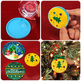 Juome Christmas Ornaments Resin Molds Silicone, 4 Pcs Round Shape Pendant Christmas Molds for Epoxy Resin, DIY Crafts Keychain Making Christmas Tree Juome
