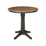 IC International Concepts Round Top Pedestal Dining Table, Counter Height, Hickory/Washed Coal IC International Concepts