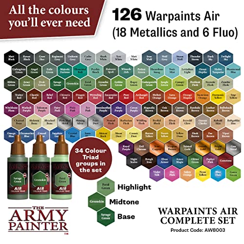 The Army Painter Warpaints Air Complete Set - 126 Non-Toxic Water Based Airbrush Paint Set – Miniature Paint for Tabletop Roleplaying, Boardgames, The Army Painter
