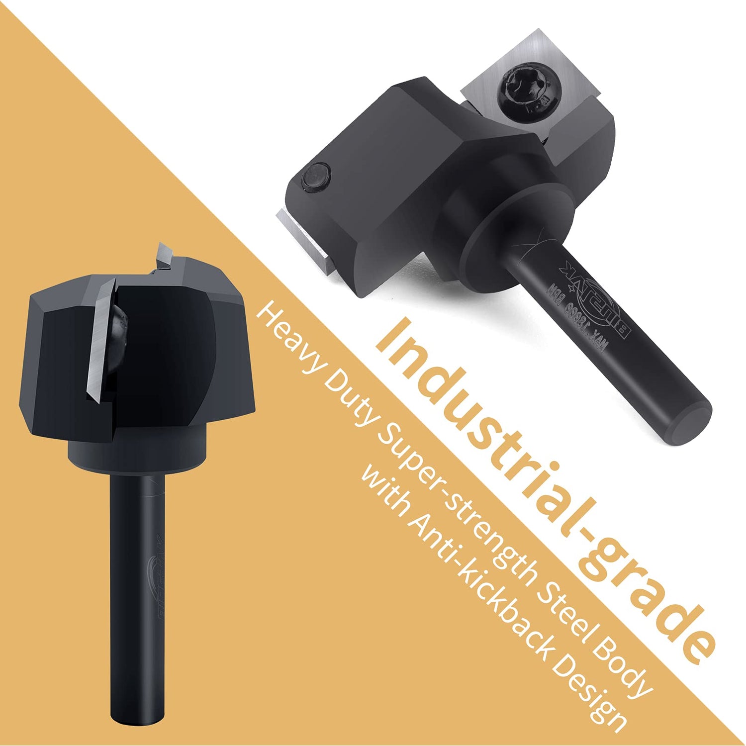 CNC Spoilboard Surfacing Router Bit, 1/4" Shank 1-1/2" Cutting Diameter, Carbide Insert Slab Flattening Router Bits Planing Bit Wood Planer Bit BINSTAK