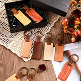 50 Pcs Leather Keychain Blanks Wooden Keychain Blanks Wood Keychain Blank Unfinished Wood Tags with Leather Strap Keyring (White Maple, Walnut, Sasylvia