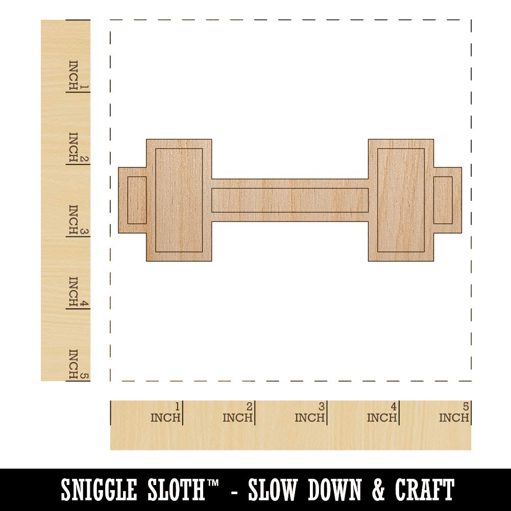 Dumbbell Barbell Weight Lifting Outline Unfinished Wood Shape Piece Cutout for DIY Craft Projects - 1/8 Inch Thick - 4.70 Inch Size Sniggle Sloth