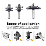 SICWOOD 3pcs Cabinet Door Router Bits Set 1/2 Inch Shank, with Updated C3 Carbide Raised Panel Cabinet Door Making Router Bits, Router Door & Window SICWOOD