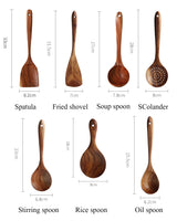 Wooden Utensils Set for Kitchen, Messon Handmade Natural Teak Cooking Spoons Wooden Spatula for Nonstick Cookware (7 sets) Messon