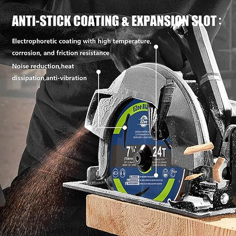 EZee Circular Saw Blades 7-1/4 Inch 24 Tooth Carbide-Tipped TCT ATB Fine Finish 7 1/4 Circular Saw Blade for Wood Cutting with 5/8"Arbor Thin Kerf EZee