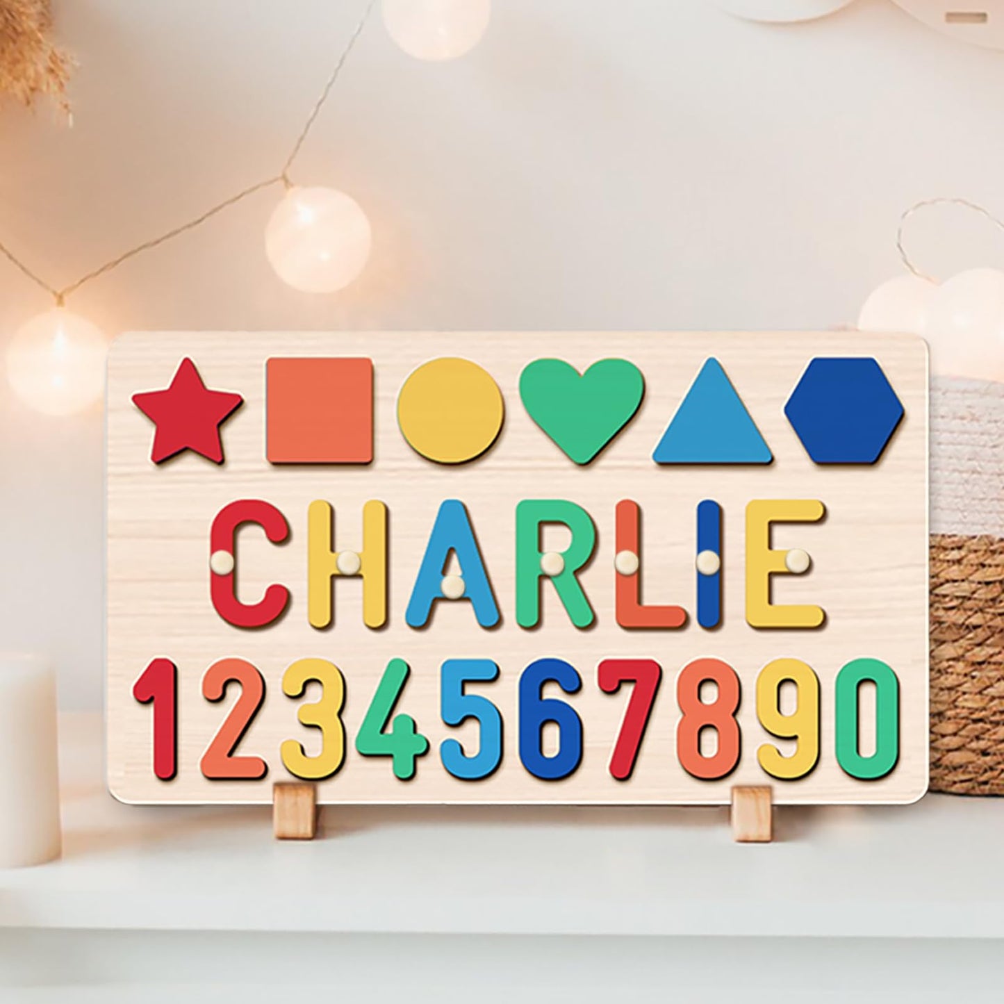 PUREFLY Name Puzzle for Kids Personalized, Custom Baby First Birthday, Montessori Learning Toddler Toy for Boy Girl Alphabet Puzzle - WoodArtSupply