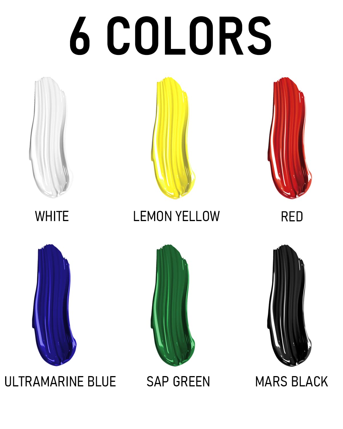 Nicpro 6 Colors Large Bulk Acrylic Paint Set (69 oz, 2040ml) Rich Art Painting Supplies Non Toxic for Multi Surface, Canvas, Wood, Leather, Fabric Nicpro