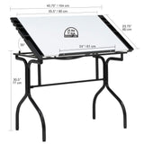 Studio Designs Folding Modern Top Adjustable Drafting Table Craft Table Drawing Desk Hobby Table Writing Desk Studio Desk, 35.25" W x 23.75" D, Black SD Studio Designs