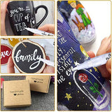 NAWOD Paint Pens White Black Acrylic Marker 6 Pack, Acrylic Permanent Marker, White Paint Pens for Rock Ceramic Wooden Leather Glass Painting Metal NAWOD