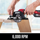 SKIL PWRCORE 20 Brushless 20V 4-1/2 In. Compact Lightweight One-hand Circular Saw Kit with Up to 6,000 RPM Includes 2.0Ah PWR CORE 20 Lithium Battery Skil