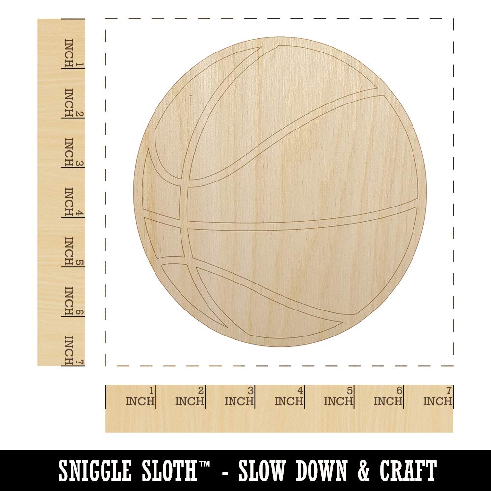 Basketball Sport Unfinished Wood Shape Piece Cutout for DIY Craft Projects - 1/4 Inch Thick - 6.25 Inch Size Sniggle Sloth