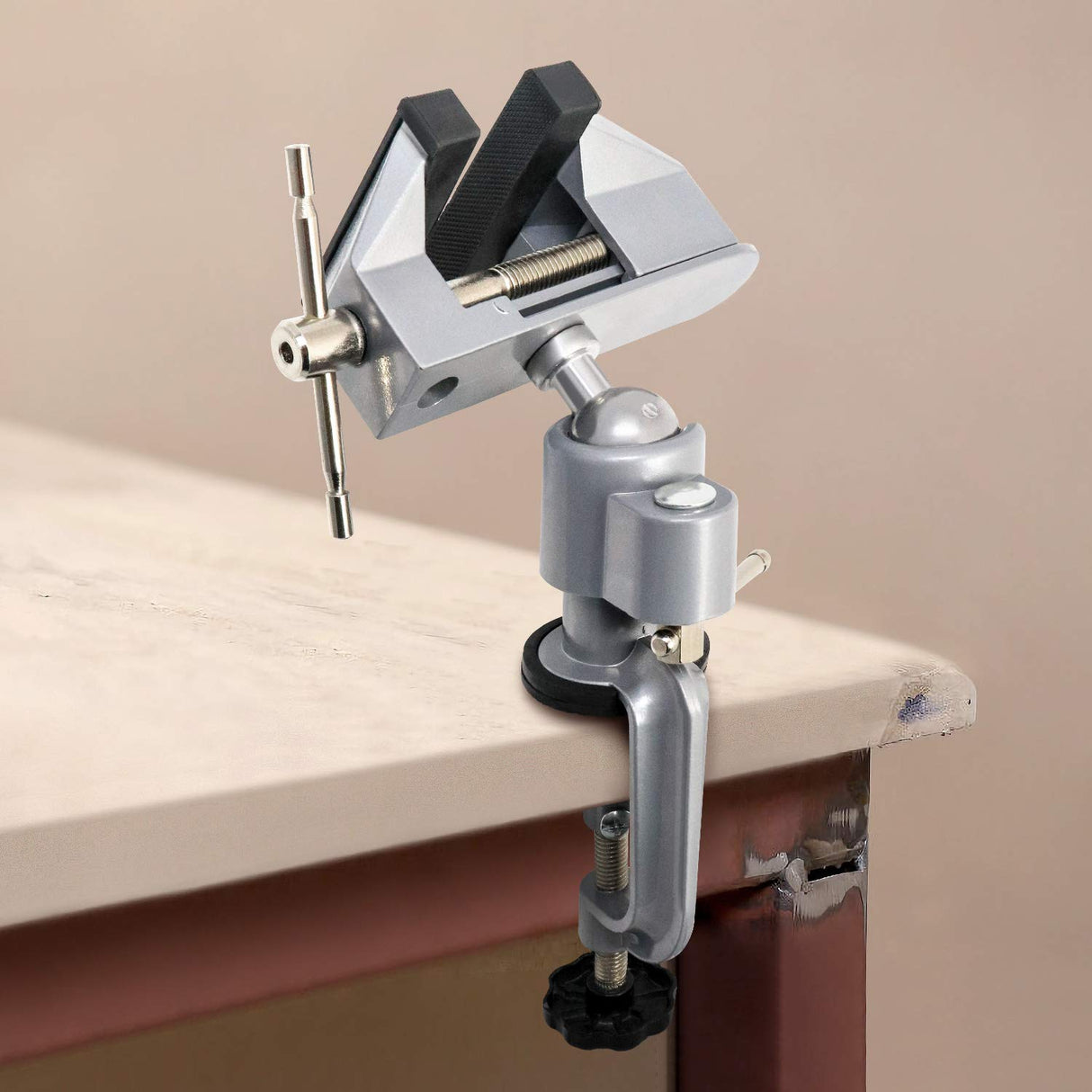 QWORK 3" Universal Tabletop Clamp Vice Tilts Rotate 360°, Portable Work Bench Vise for Drilling, Woodworking,Jewelry Making, Mental working QWORK