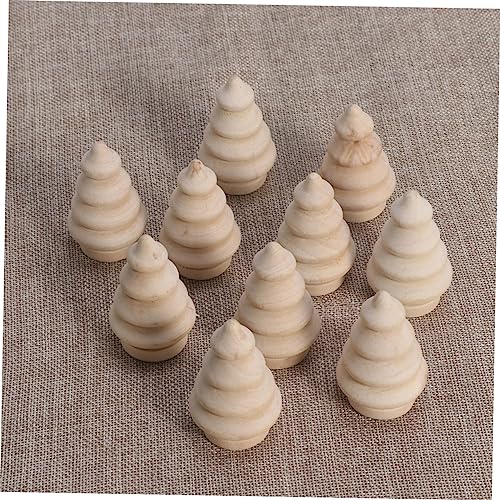 VILLCASE 20pcs Wooden Unfinished Tree Wood Xmas Tree Sculpture Christmas Unpainted Peg Doll Wood Christmas Ornament Unfinished Wood Toys Cake Topper VILLCASE