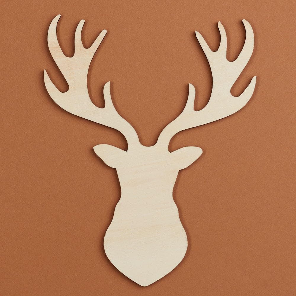 Unfinished Wood Deer Head Cutouts Set of 3 by Factory Direct Craft - Made in The USA for Christmas Decorating, Crafts and DIY Projects (9 Inches Factory Direct Craft