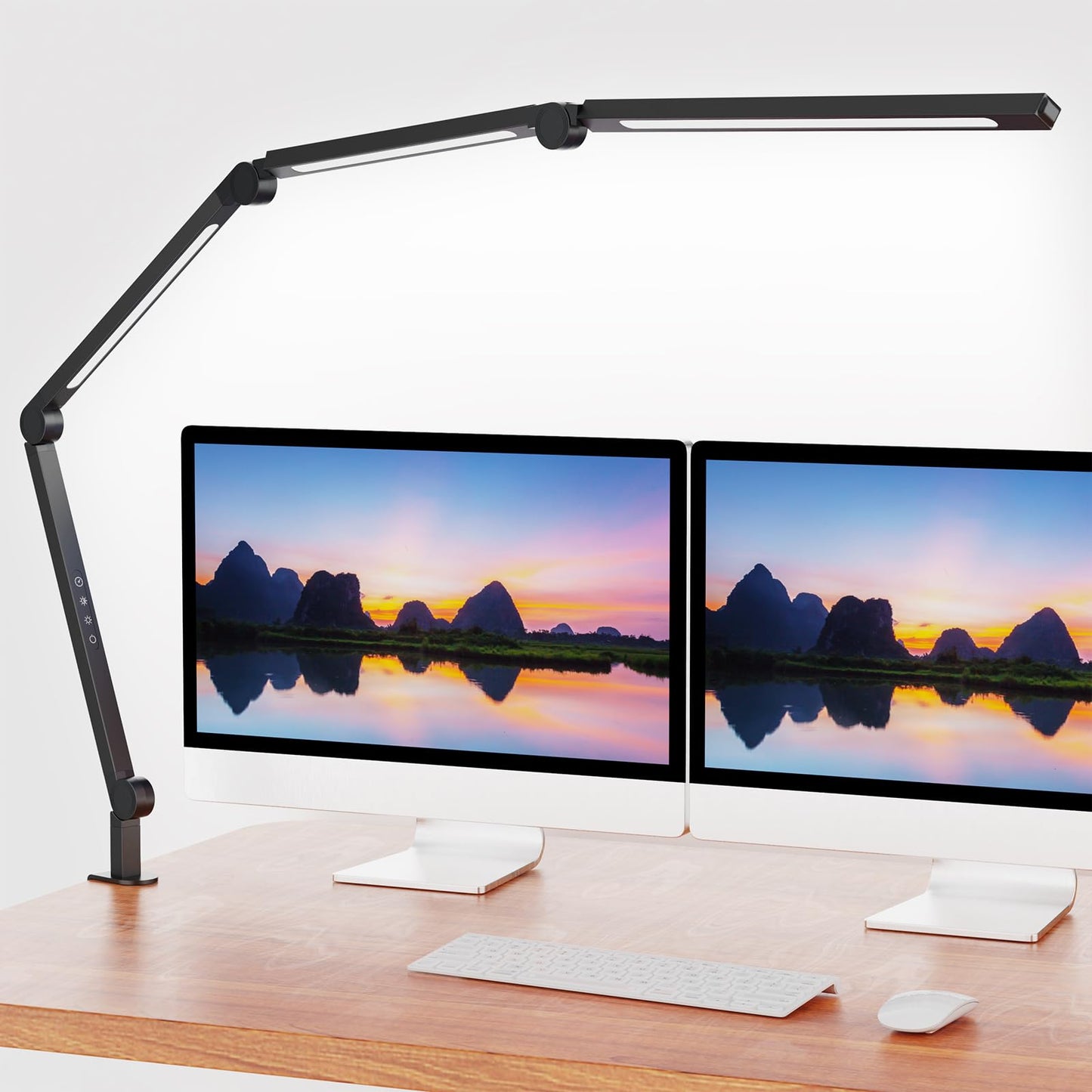 LED Desk Lamp with Clip,Flexible 4 Section 3 Light Source Office Desk Lamp,4 Color Temperatures and 5 Brightness Level Desk Light,Night Eye - WoodArtSupply