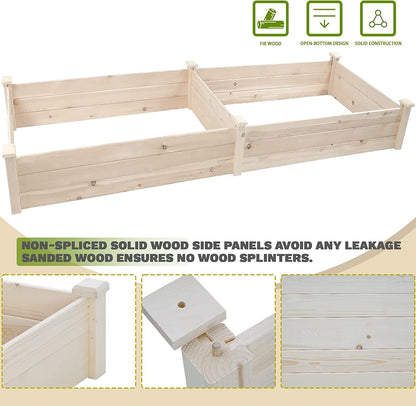 Oakmont Pure Wooden Raised Garden Bed 8ft Planter Box Kit for Vegetables Herbs, Flowers Natural