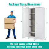 INTERGREAT White Metal Storage Cabinet Doors, 72" Locking Steel Storage Cabinet with Shelves, Tall Metal Cabinet Lockable Steel Cabinets for Home INTERGREAT