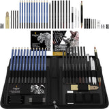 Castle Art Supplies Graphite Drawing Pencils and Sketch Set (40-Piece Kit), Complete Artist Kit Includes Charcoals, Pastels and Zippered Carry Case, Castle Art Supplies