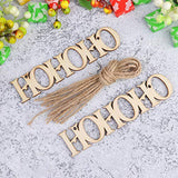 Amosfun 20pcs Unfinished Wood Ornament Wood Letter Ho Cutout Pieces DIY Craft Pendant for Xmas Tree Festive Hanging Decoration Amosfun