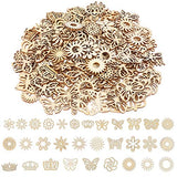300Pcs Wooden Embellishments,Flower Butterfly Shape Wooden Cutouts Wooden Scrapbooking DIY Handmade Crafts Children Graffiti Home Decor Wooden Crown Haiabei