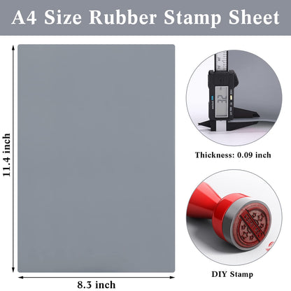 Rubber Stamp Sheet for Laser Engraving Machine Laser Rubber, A4 Rubber Stamp Sheet for Laser Cutter Soft Rubber Sheet to Make Rubber Stamps, 2.3 mm/