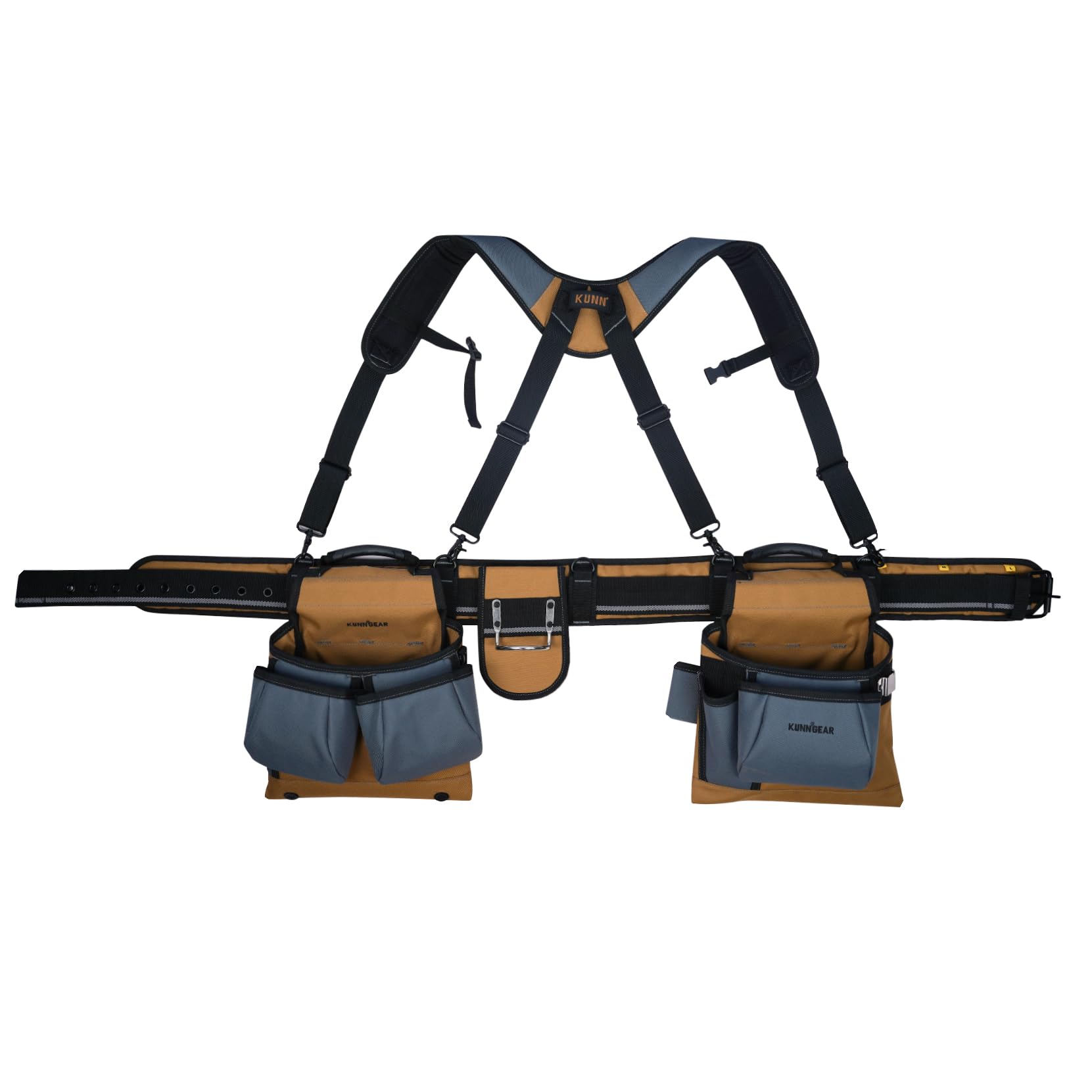 KUNN Carpenter Tool Belt with Suspenders Pro Framer Suspension Tool Rig for Construction Contractors and Electrician,Khaki - WoodArtSupply