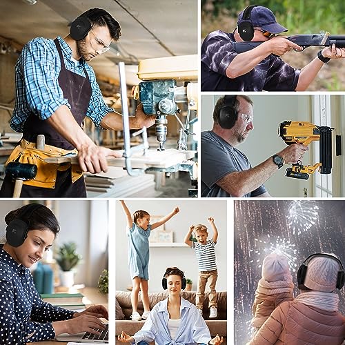 ucho NRR 34 dB Noise Reduction Ear Muffs, Hearing Protection Safety Earmuffs Professional Noise Cancelling Earmuffs for Construction Work Shooting - WoodArtSupply