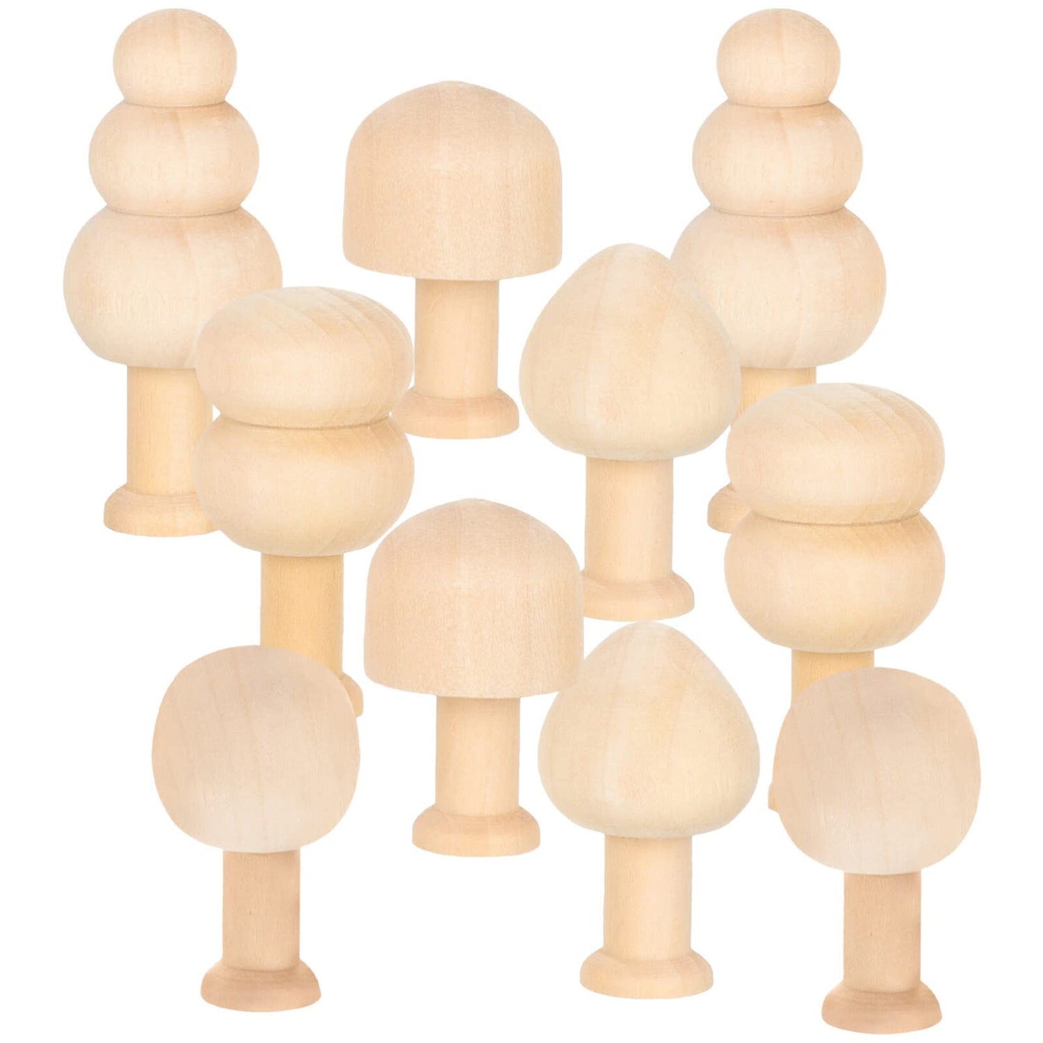 Zerodeko 10pcs Small Wooden Mushroom Unfinished Wooden Figure Painting Plain Mushroom Wood Mushrooms to Paint Fake Tree Children's Toys Mushroom Zerodeko