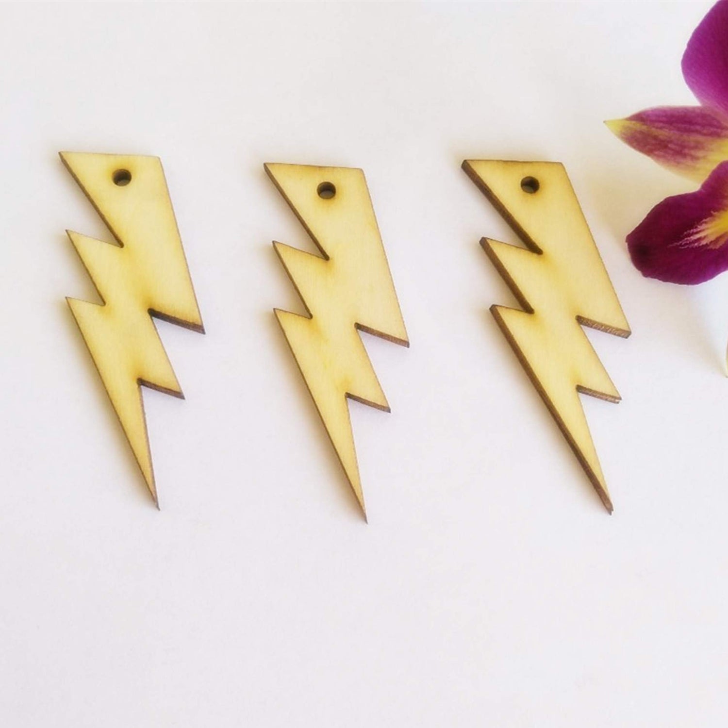 30PCS Wood Jewelry Blanks,Blank Wood Lightning Bolt Earrings, Lightning Cutout Wood Earrings (2.2") ACFENG Laser