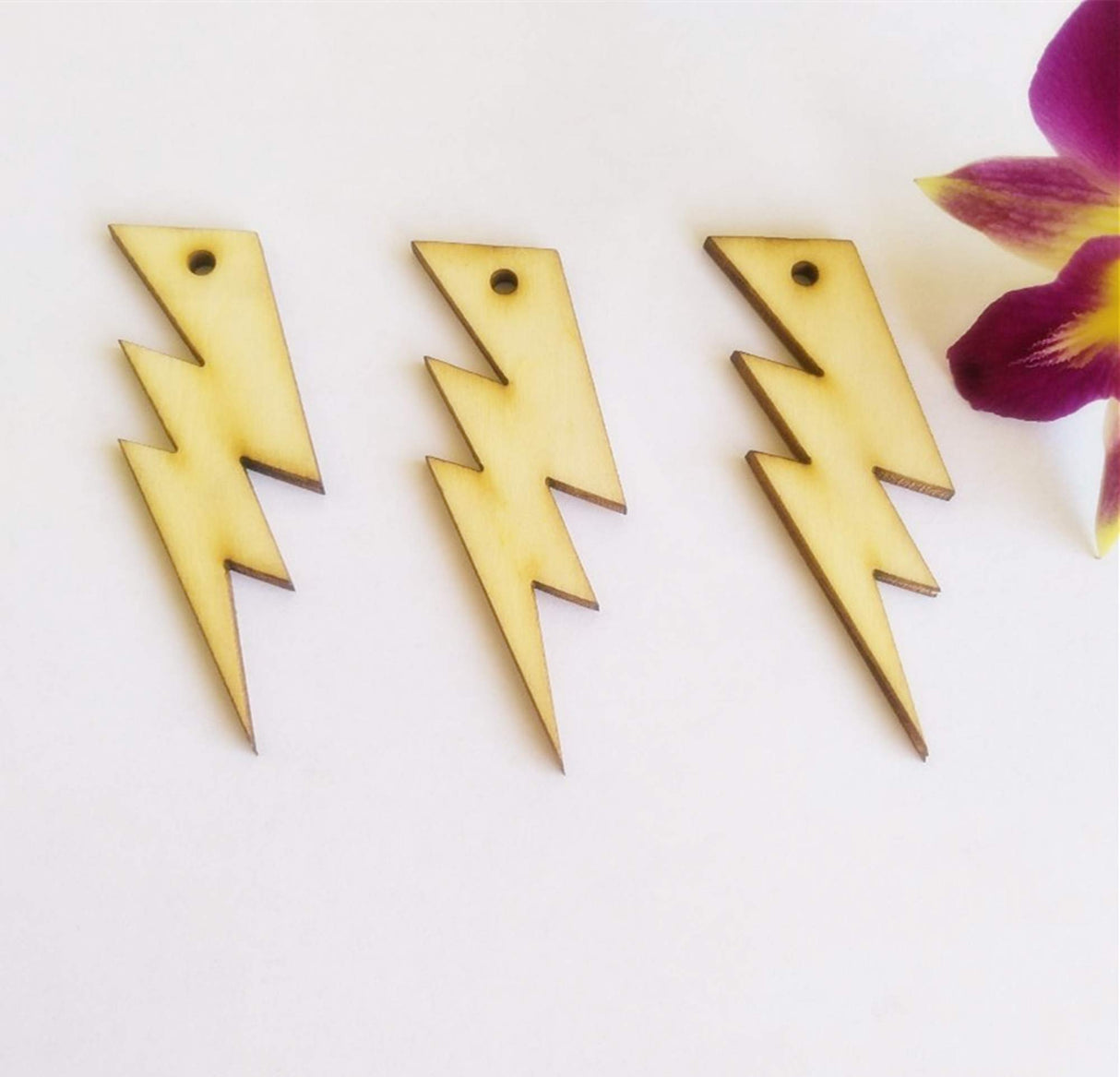 30PCS Wood Jewelry Blanks,Blank Wood Lightning Bolt Earrings, Lightning Cutout Wood Earrings (2.2") ACFENG Laser