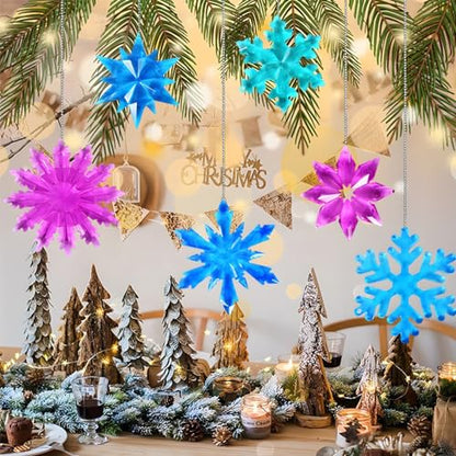 Christmas Resin Molds 8Pcs 3D Ice Crystal Snowflake Silicone Epoxy Resin Mold Soap Keychain Jewelry Casting Silicone Mold for Christmas Tree Home