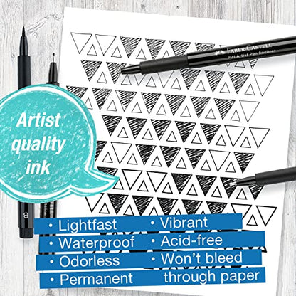 Faber-Castell Pitt Artist Pens Essential Set - 4 Black Markers, Variety of Nibs