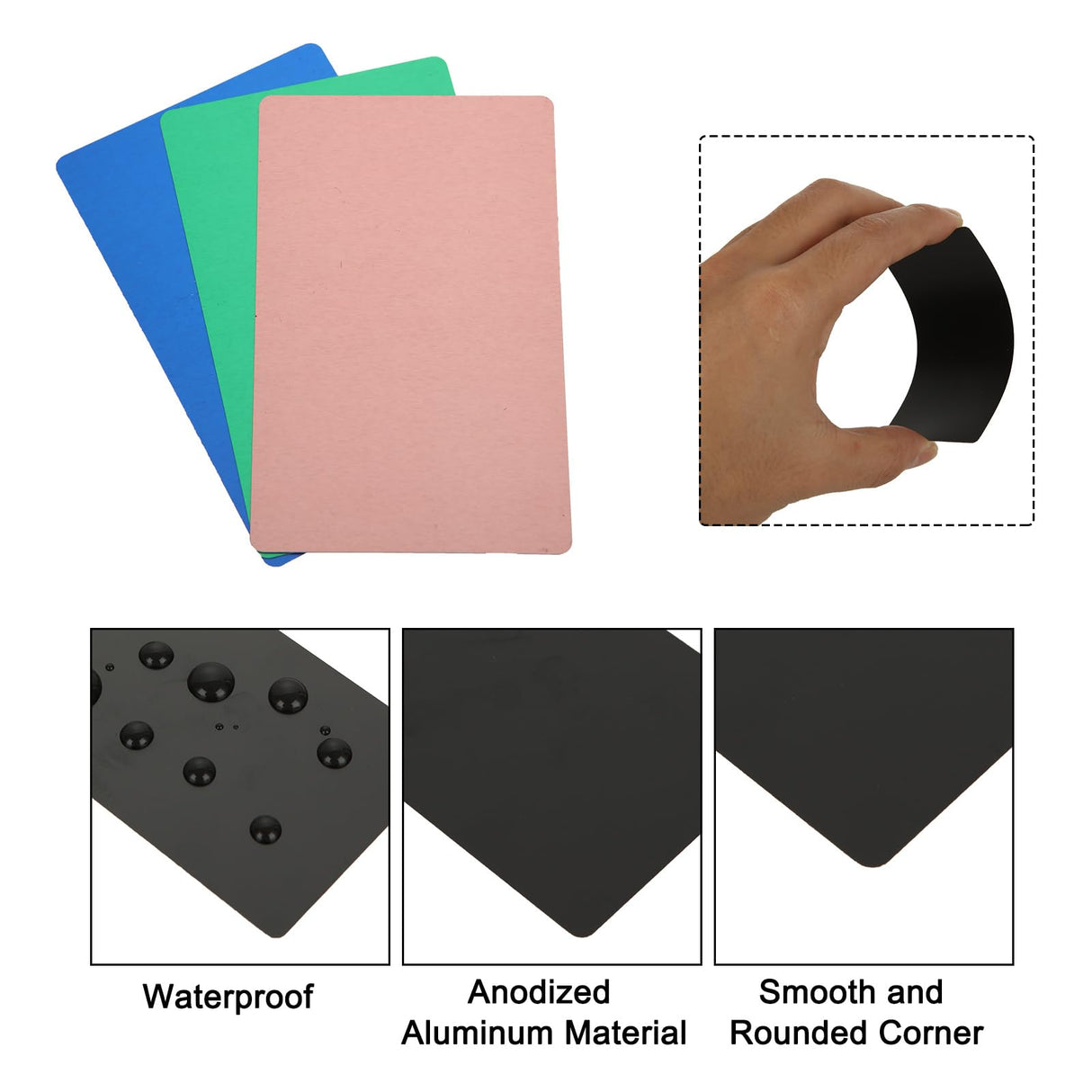 FVIEXE 300PCS Metal Business Card Blanks for Laser Engraving, 0.21mm Thick Multicolor Sublimation Aluminum Business Cards Name Cards Metallic DIY FVIEXE