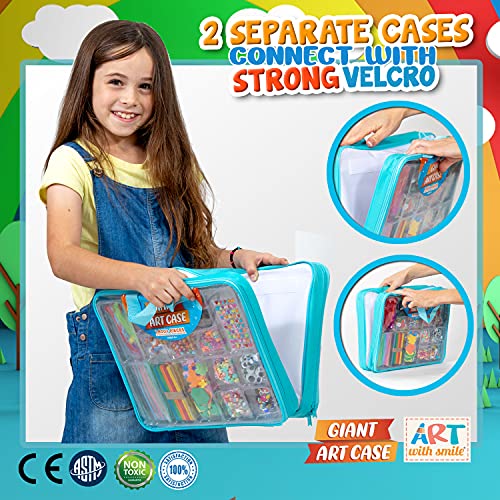 Arts and Crafts Supplies for Kids - 1600+Pcs Craft Kits for Kids - DIY School Craft Project for Kids Age 4 5 6 7 8-12 Gifts for Girls and Boys Crafts Art with smile