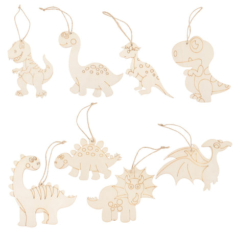 Wood Cutout 1 Set of Wooden Dinosaur Cutouts Unfinished Animal Pieces Rustic Predrilled Slices Wood Drawing Pendant Animal Craft Embellishments for VILLCASE