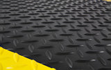 Wearwell UltraSoft Diamond-Plate SpongeCote Mat - Black/Yellow. Anti-Fatigue Workstation Mat. 3' W x 5' L x 15/16" Thickness. Nitricell Sponge. Wearwell
