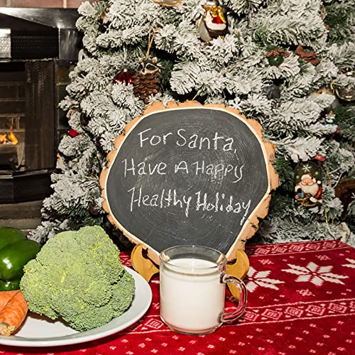 Nicunom 2 Pack Natural Wood Slice, Large 9"-10"/11"-12" Unfinished Rustic Wood Slices Cheese Server Round Wood Board for DIY Crafts Christmas Wedding Nicunom