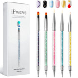 iFwevs Nail Art Brushes,5pcs Double Ended Brush & Dotting Tool Kit,Including Nail Liner Brush and Nail Dotting Pens for Nail Art Nail Salon iFwevs
