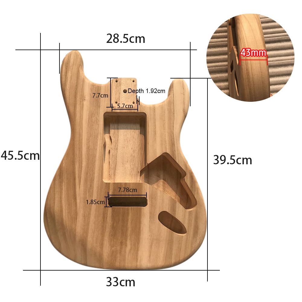 BUZHI Polished Wood Type Electric Maple Guitar Barrel Body Unfinished Electric Guitar Barrel,Wood Type Guitar Barrel BUZHI