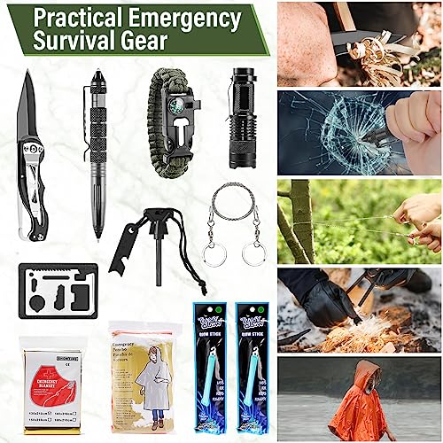 Survival First Aid Kit, Molle Medical Pouch 282PCS Outdoor Emergency Survival Gear and Equipment for Hiking Camping Hunting Car Boat Home Travel and - WoodArtSupply