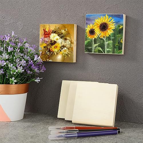 10 Pack Wood Board 6 x 6 inch Unfinished Wooden Canvas Board Square Wood Board Wooden Canvas Board Blank Wooden Canvas for Painting Painting Pouring