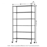 Furinno Wayar Metal Storage Shelf Rack, 6 Tiers, 48-Inch Taller, Black Furinno