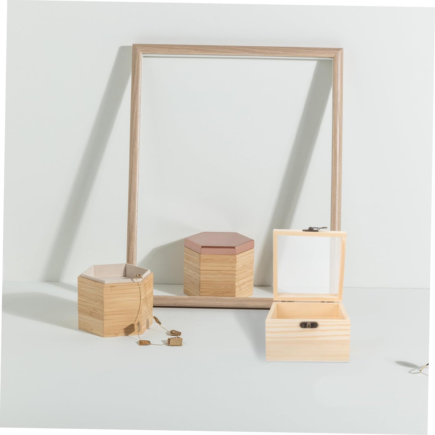 Unomor 2pcs Boxes Wooden Storage Box Small Wooden Boxes Car Interior Wood Boxes for Crafts Wood Crates Unfinished Wood Treasure Wood Unpainted Unomor