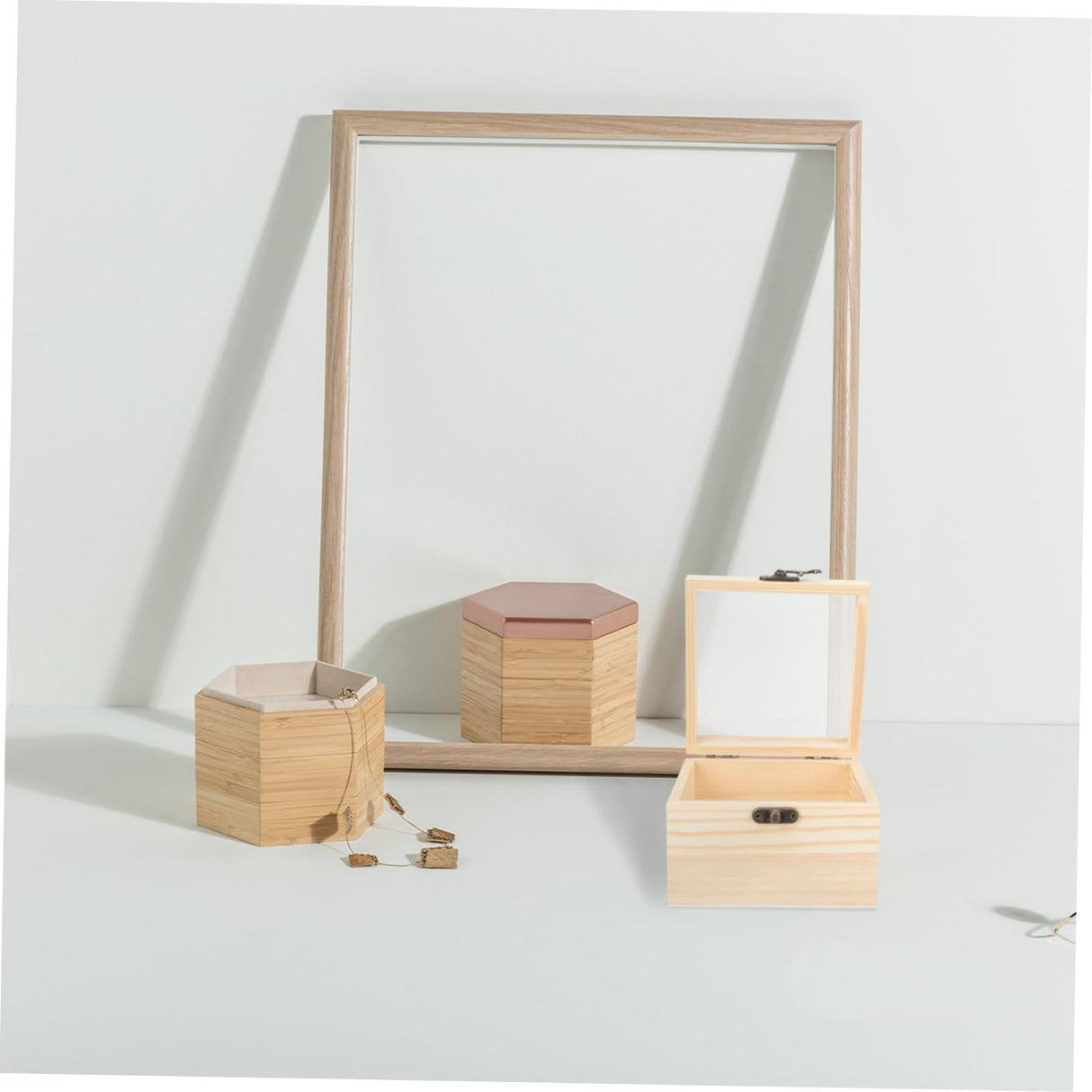 Unomor 2pcs Boxes Wooden Storage Box Small Wooden Boxes Car Interior Wood Boxes for Crafts Wood Crates Unfinished Wood Treasure Wood Unpainted Unomor