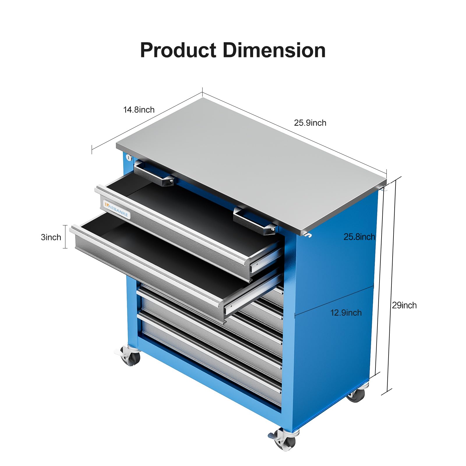 LARBANKE Tool Chest,7-Drawer Multifunctional Tool Cabinet,Rolling Tool Chest on Wheels with Keyed Locking System,and 4 Foot Pad,Tool Chet can be - WoodArtSupply
