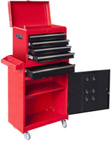 BIG RED ATBT1204R-RB Torin Rolling Garage Workshop Tool Organizer: Detachable 4 Drawer Tool Chest with Large Storage Cabinet and Adjustable Shelf, BIG RED