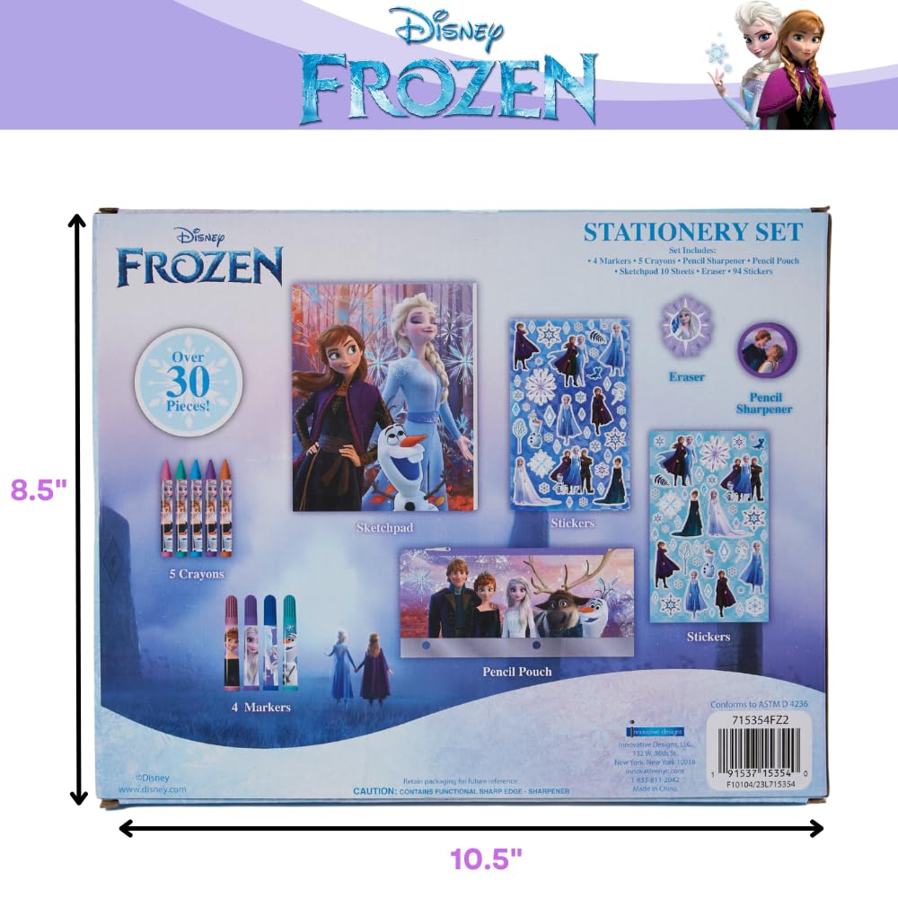 Disney Frozen Kids Coloring Art and Sticker Set, 30 Pcs. School & Craft Supplies with Pencil Case Innovative Designs